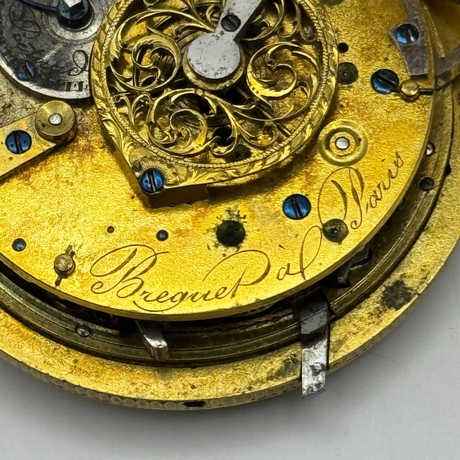 Complication French Pocket Watch Movement Signed A Paris Antique Parts / Repair
