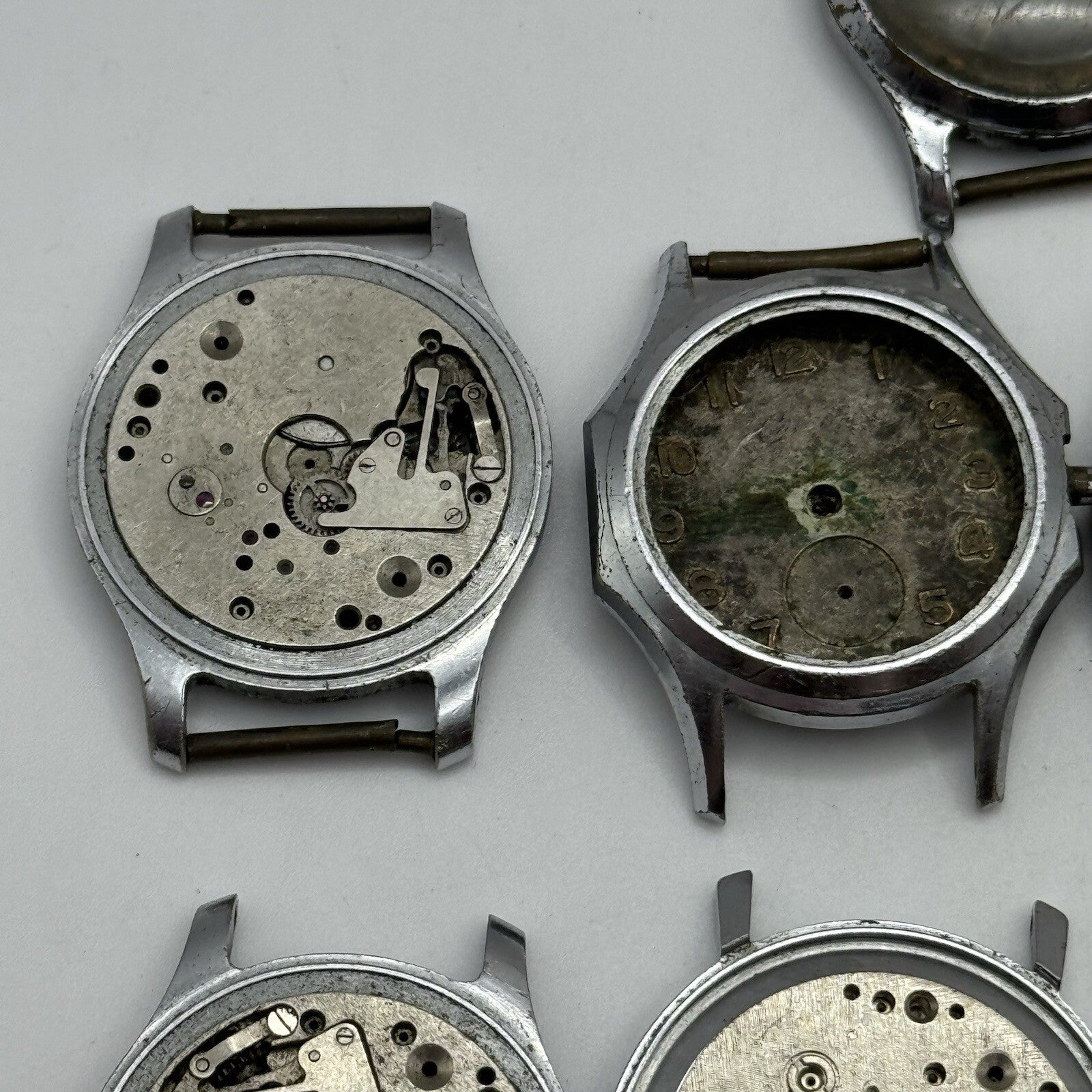 9 x Vintage Soviet Manual Wind Watch Heads For Parts Repair Job Lot Bundle