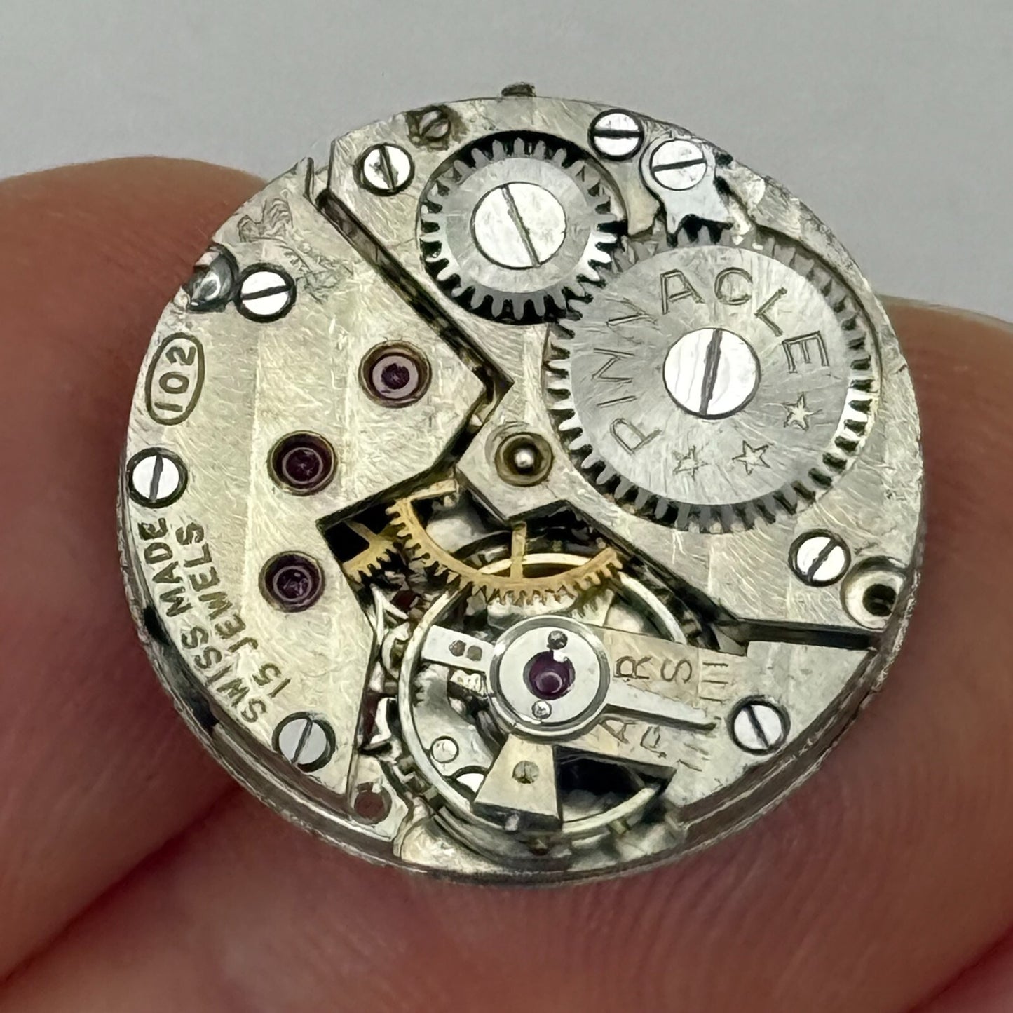 19.7mm Vintage Pinnacle 102 RWT Swiss Manual Wind Watch Movement PARTS REPAIR
