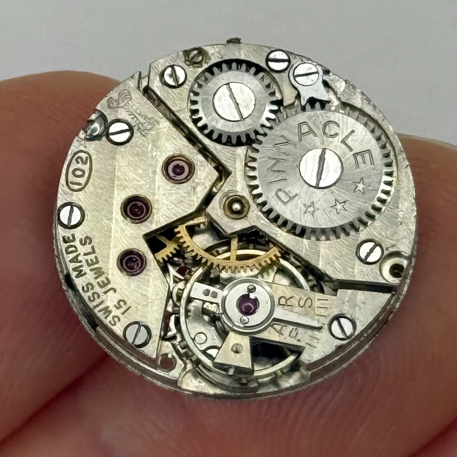 19.7mm Vintage Pinnacle 102 RWT Swiss Manual Wind Watch Movement PARTS REPAIR