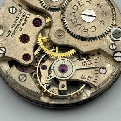 Crusader Compensated 15 Rubies Watch Movement Manual Wind Vintage Parts 23.9mm