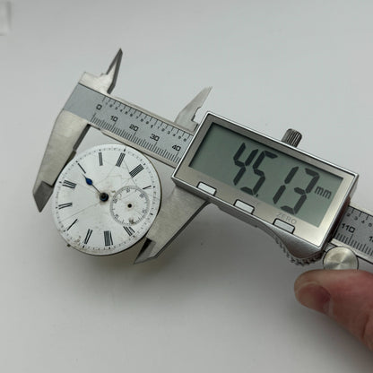 45.1mm Antique Unidentified Key Wound Pocket Watch Movement PARTS REPAIR SPARES