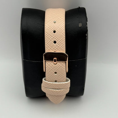 Guy Laroche Ladies Quartz Watch Rose Gold Tone Beige Strap Working 31mm