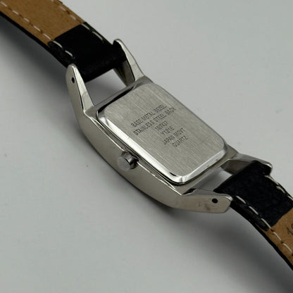 Anne Klein Ladies Quartz Watch White Dial Black Leather Strap Japan Working 18mm