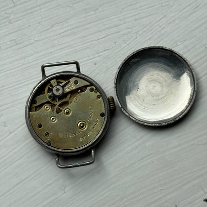 26mm Vintage Medana Trench Style Partial Swiss Manual Wind Watch PARTS / REPAIR