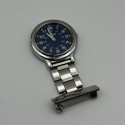 Lorus Quartz Fob Nurse Watch Blue Dial Stainless Steel Japan Working 29mm