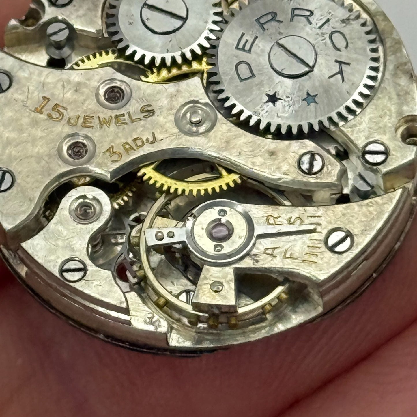 23.5mm Vintage Derrick 15 Jewels Trench Cal 34 Manual Wind Watch Movement PARTS