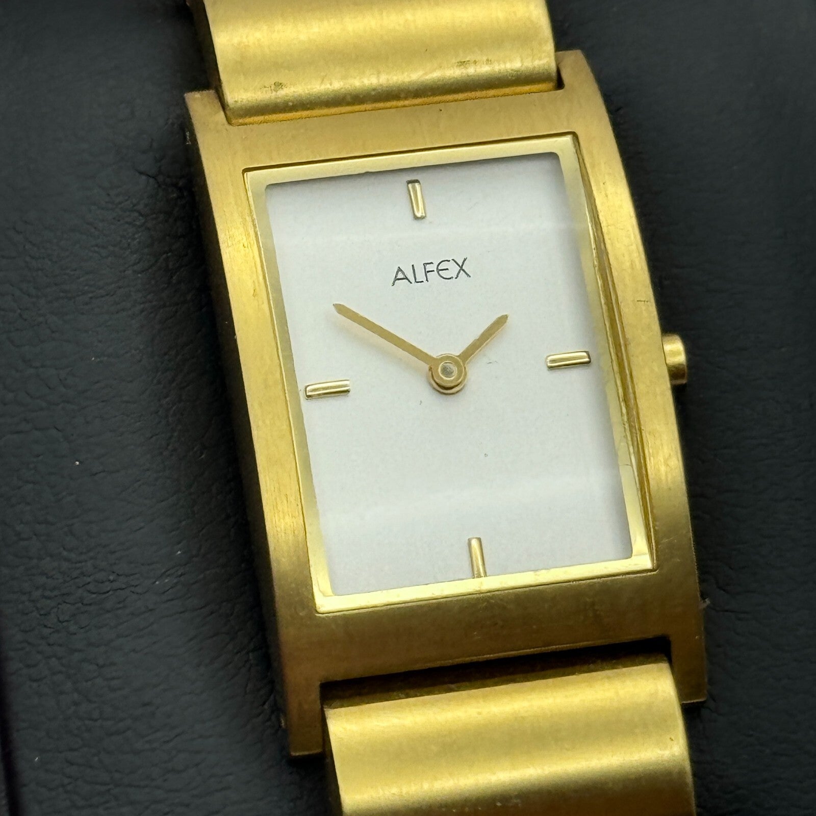 19mm Working Alfex 5301-R-D Plum Design Gold Plated Vintage Quartz Watch 6 Inch