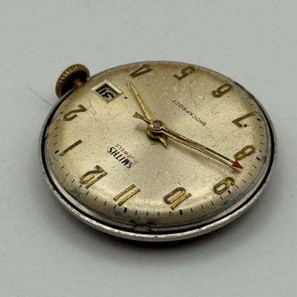 Smiths 21 Jewels Date Pointer Watch Movement Manual Wind Vintage Parts 30.4mm