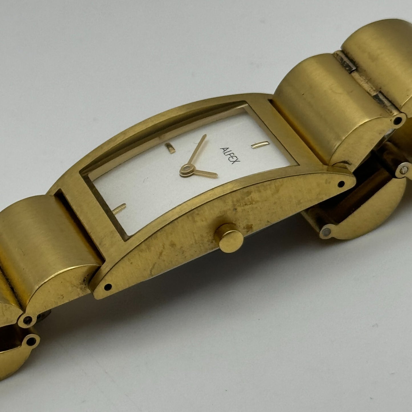 19mm Working Alfex 5301-R-D Plum Design Gold Plated Vintage Quartz Watch 6 Inch