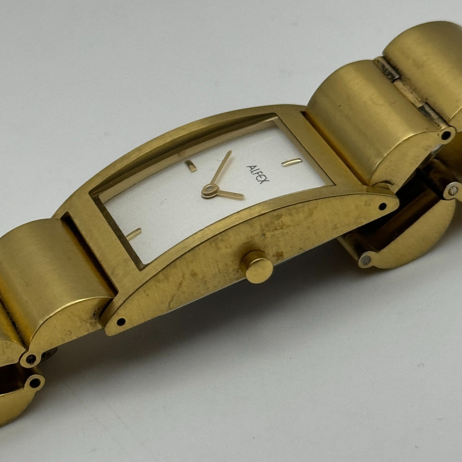 19mm Working Alfex 5301-R-D Plum Design Gold Plated Vintage Quartz Watch 6 Inch