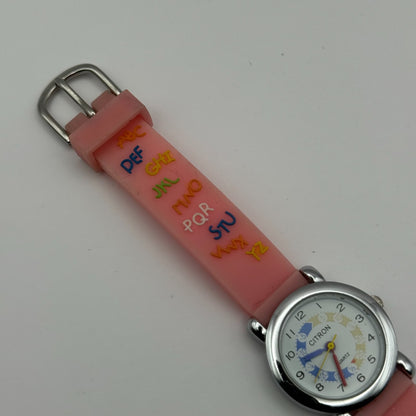 Citron Kids Quartz Watch ABC Alphabet Design Pink Strap Working 27mm New Battery