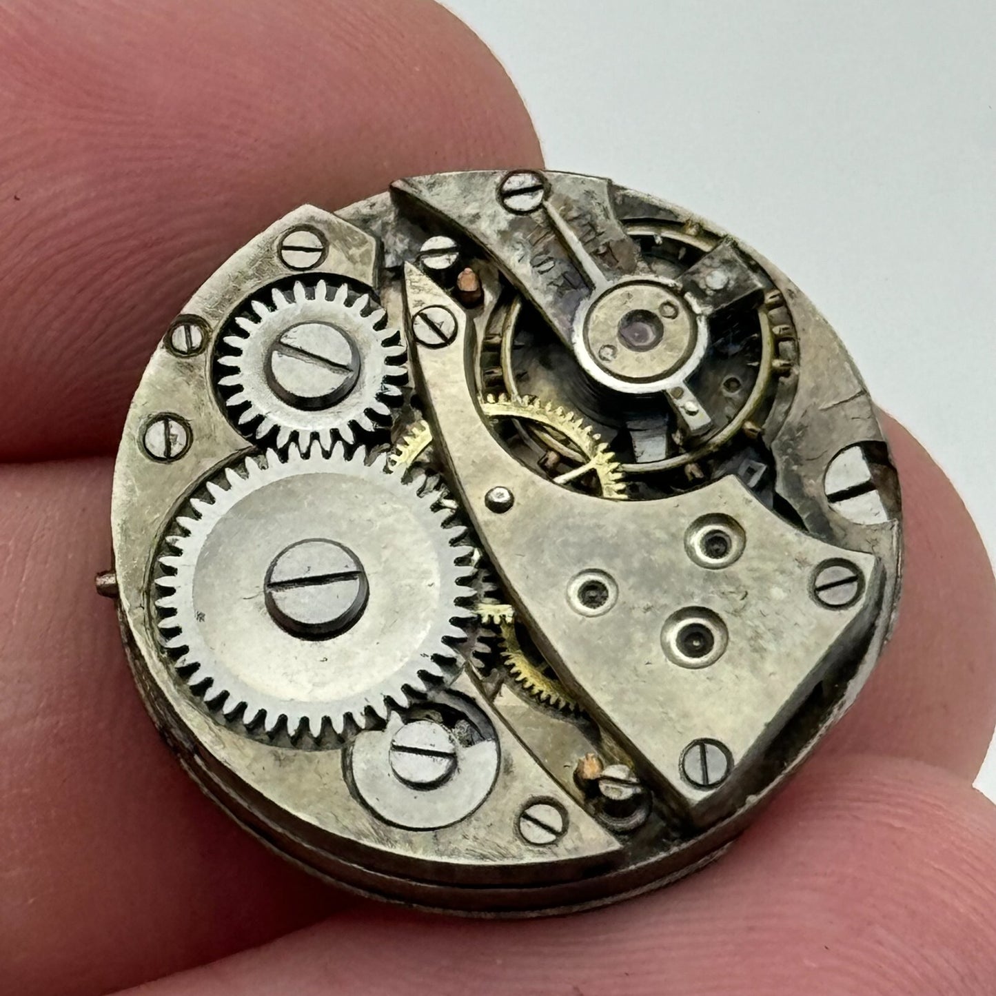 23.6mm Unidentified Porcelain Dial Trench Watch Movement Manual Wind FOR PARTS