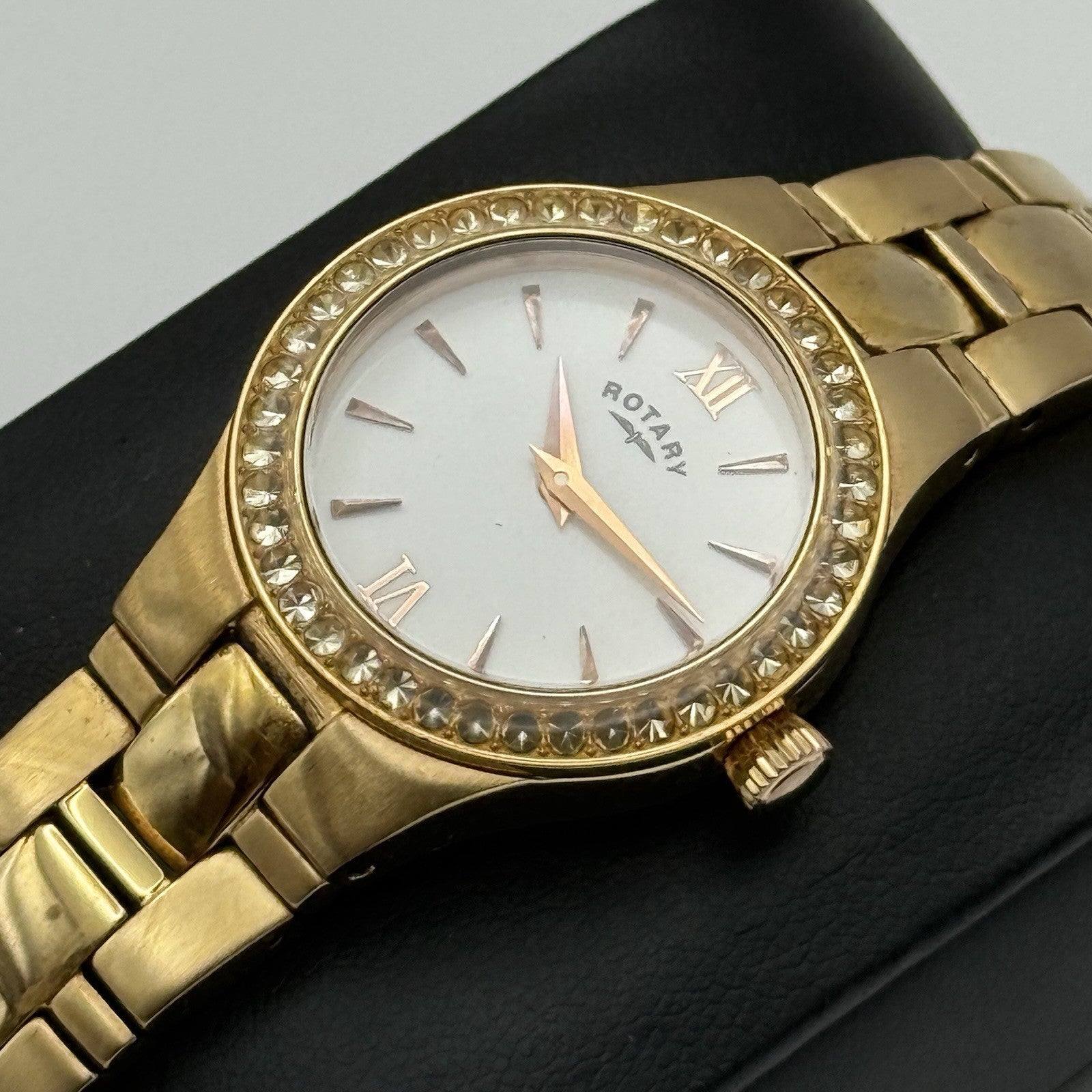 28mm Working Ladies Rotary LB3907 Dolphin Standard Rose Gold Tone Quartz Watch