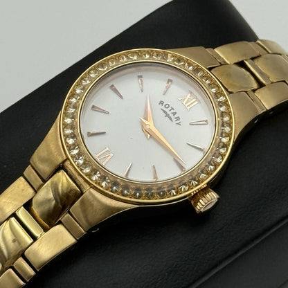 28mm Working Ladies Rotary LB3907 Dolphin Standard Rose Gold Tone Quartz Watch