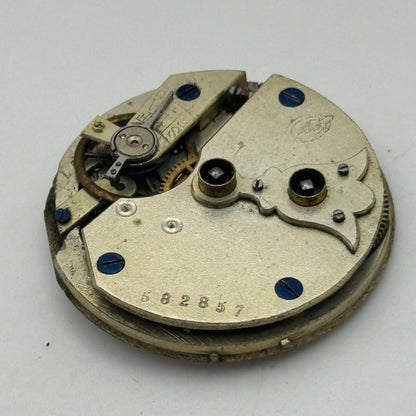 36.2mm Antique Unidentified Key Wound Pocket Watch Movement PARTS REPAIR SPARES