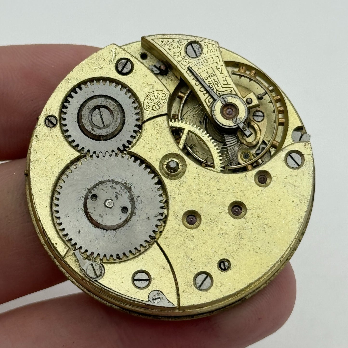 43.1mm Antique Open Face Cyrus GT Pocket Watch Movement PARTS REPAIR