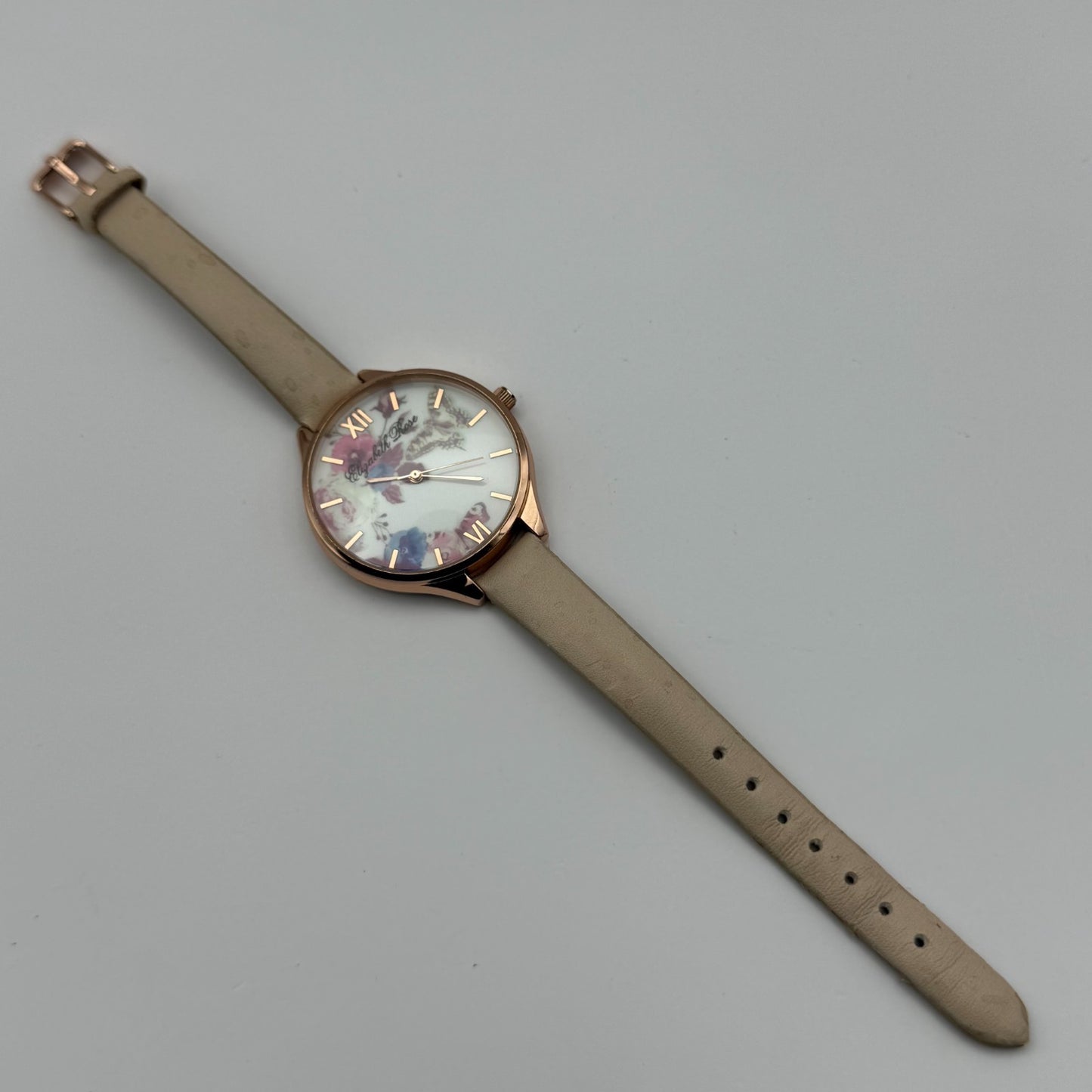 Elizabeth Rose Ladies Quartz Watch Floral Dial Rose Gold Tone Working 36mm