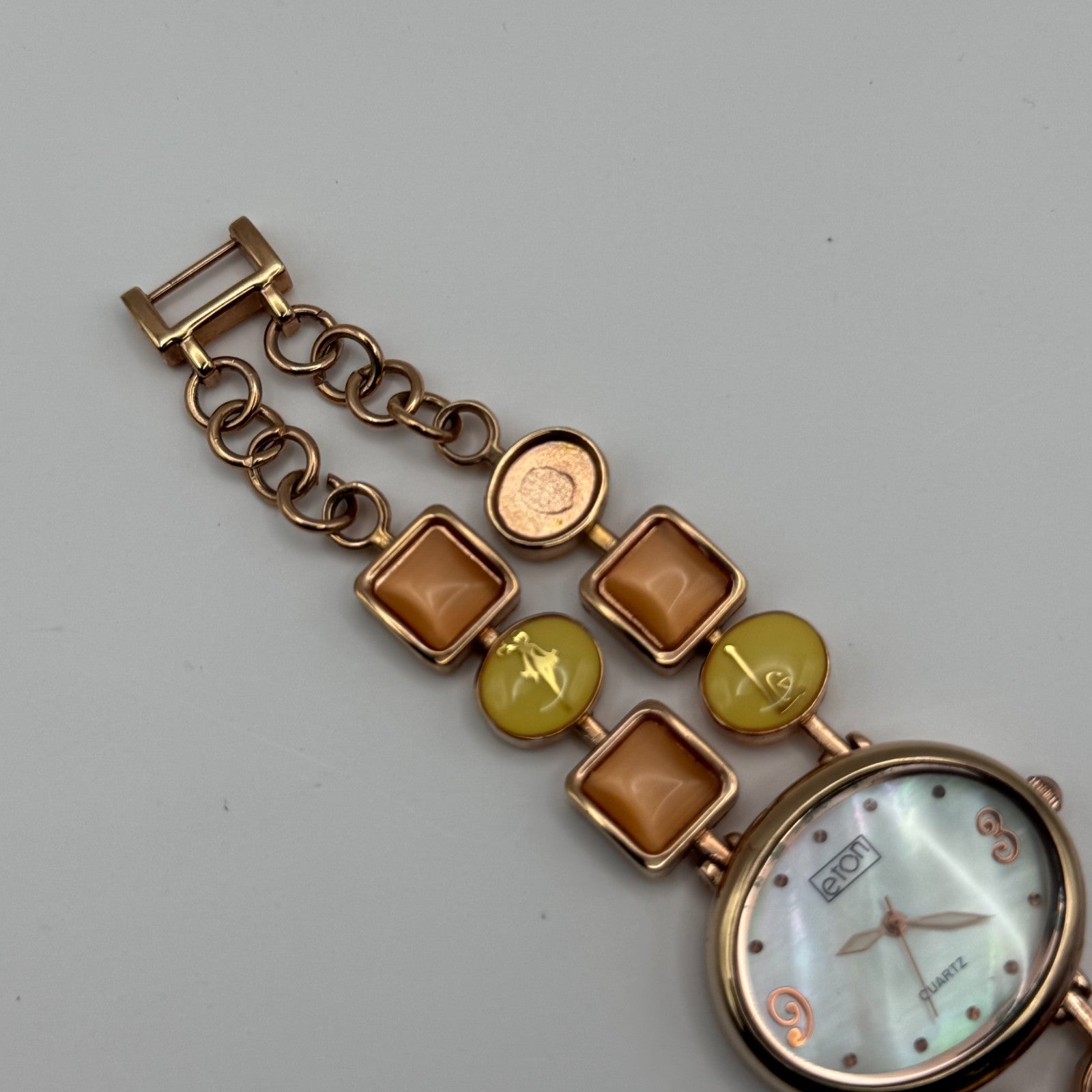 Eton Ladies Quartz Watch Mother of Pearl Rose Gold Tone Bracelet Working 31mm