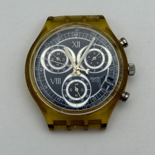 37.4mm Vintage 1996 Swatch Shiny Start SCK407 Chronograph Watch UNTESTED PARTS