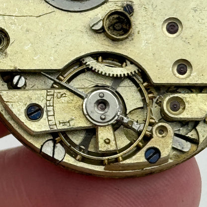 33.7mm Antique Unidentified Key Wound Pocket Watch Movement Dial PARTS REPAIR