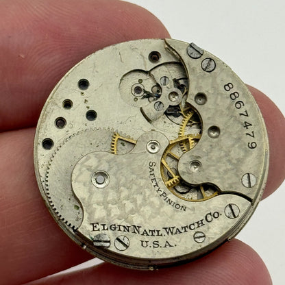 Antique 0S Elgin Grade 222 Model 1 American Pocket Watch Movement PARTS REPAIR