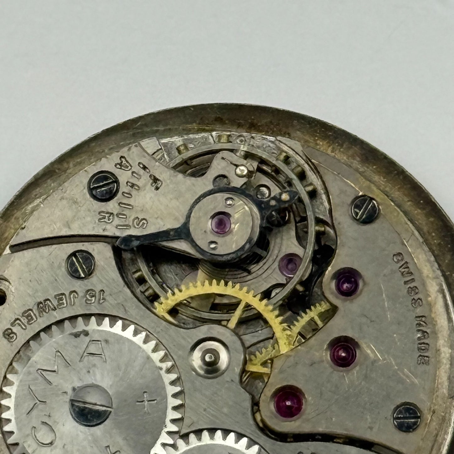 Cyma 162 Watch Movement Manual Wind Vintage Swiss 15 Jewels Parts Repair 23.5mm