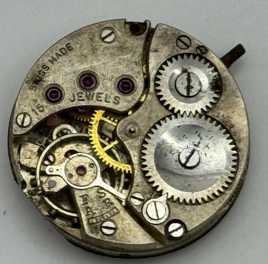 19.7mm Balance Intact 15 Jewels Manual Wind Watch Movement Swiss Vintage PARTS