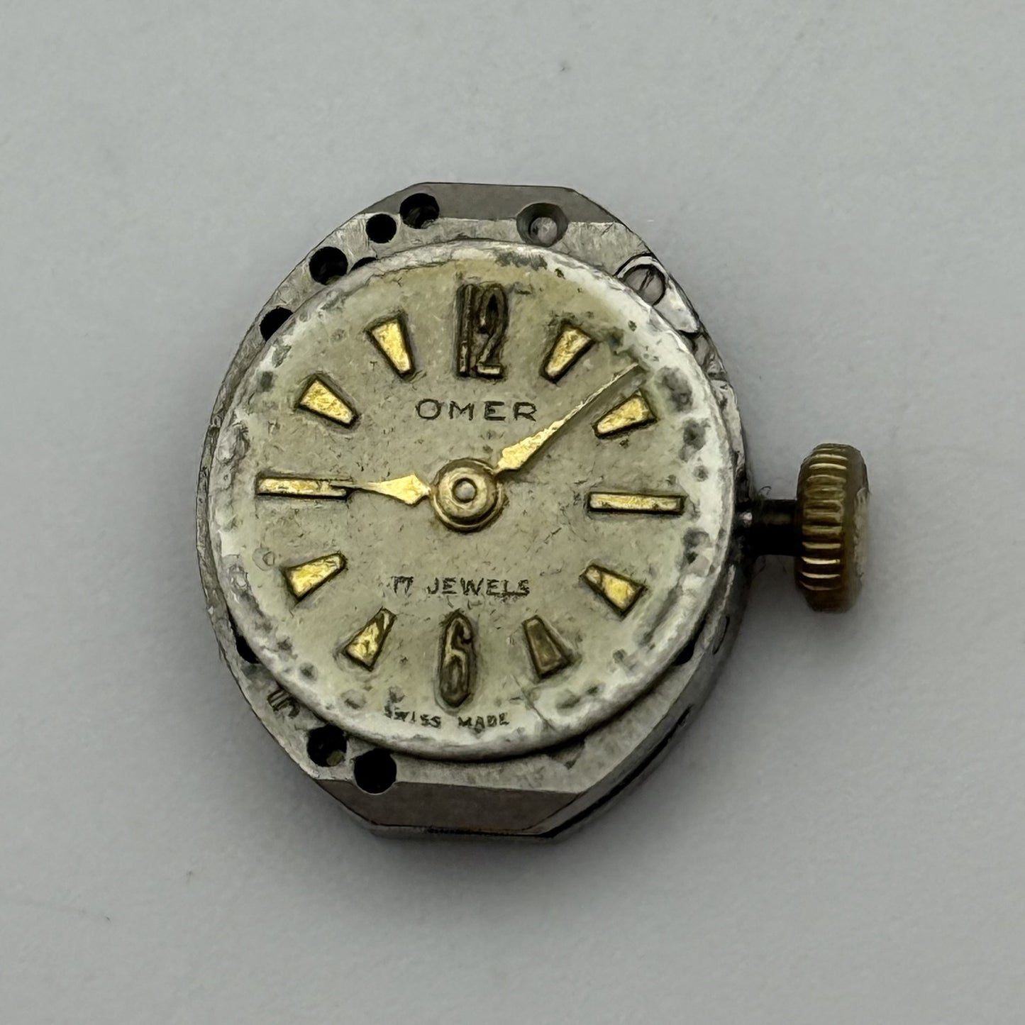 12.8mm Vintage Omer AS 1012 Manual Wind Swiss Watch Movement PARTS REPAIR