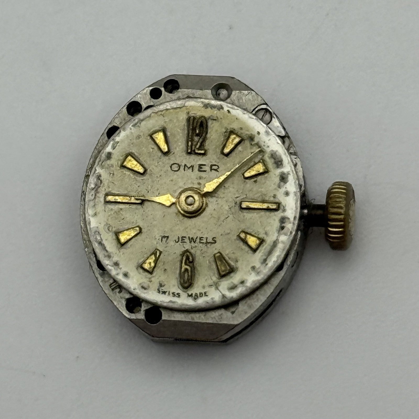 12.8mm Vintage Omer AS 1012 Manual Wind Swiss Watch Movement PARTS REPAIR