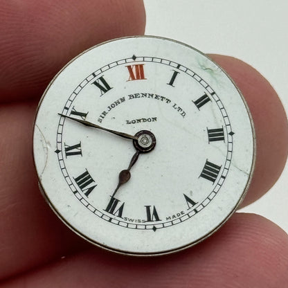 22mm Sir John Bennett London Trench Watch Movement Manual Wind Swiss FOR PARTS