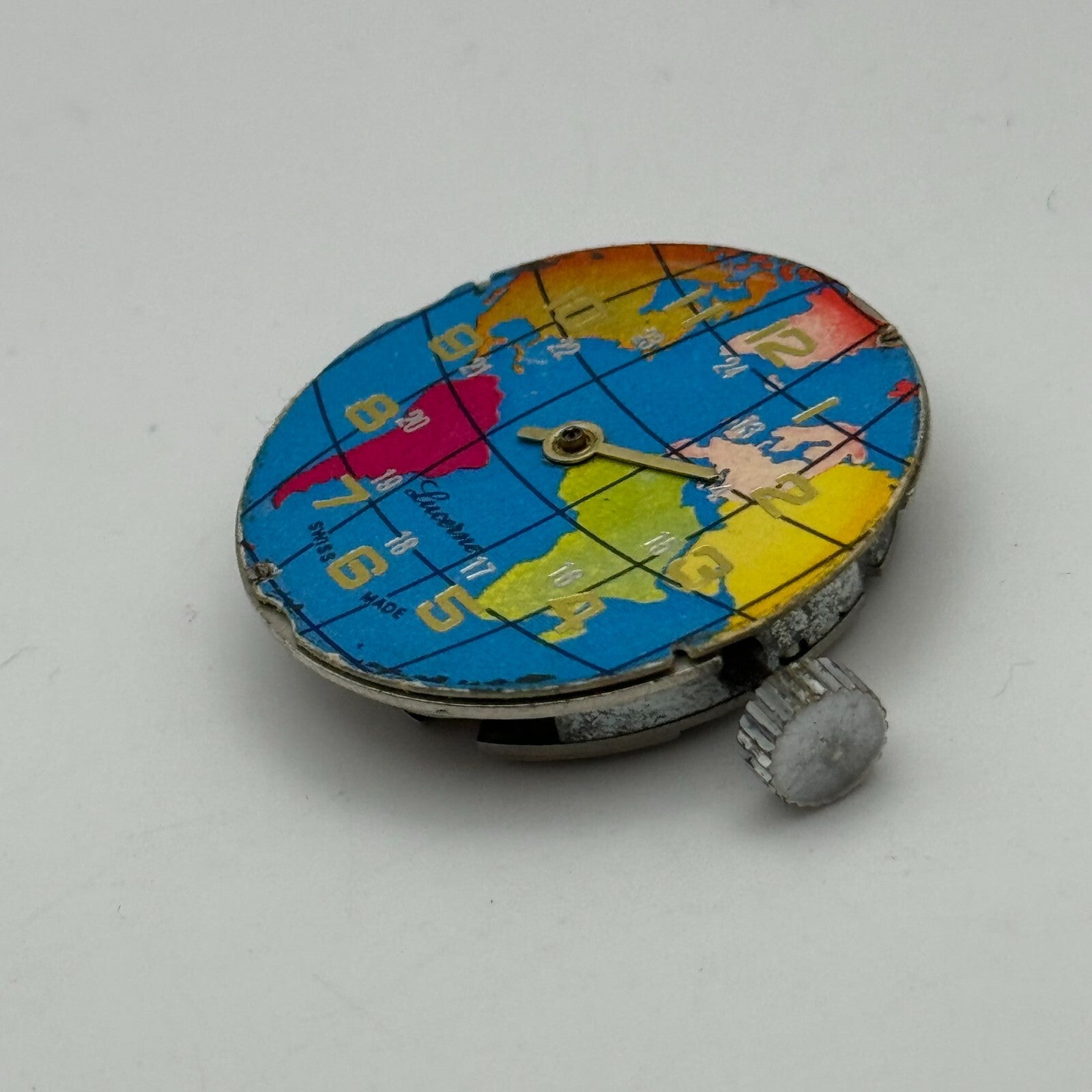 31.2mm Lucerne Burgana D320 Earth Blue Dial Watch Movement Swiss Vintage PARTS