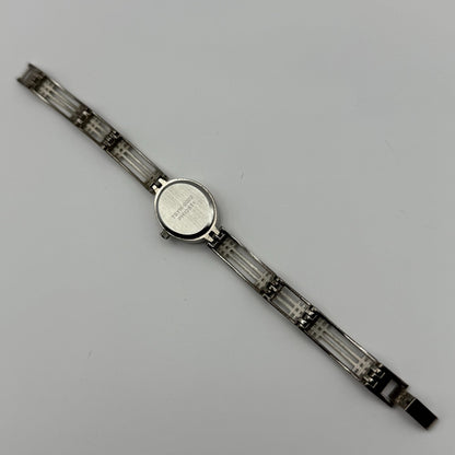 Ladies Quartz Watch Oval White Dial Silver Tone Bracelet Working 18mm 6 Inches