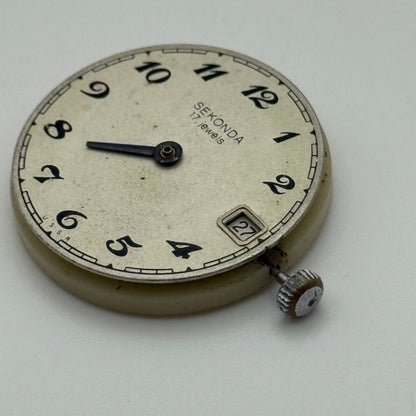 Sekonda 3942 Date Watch Movement Soviet Manual Wind Vintage Parts 26.7mm