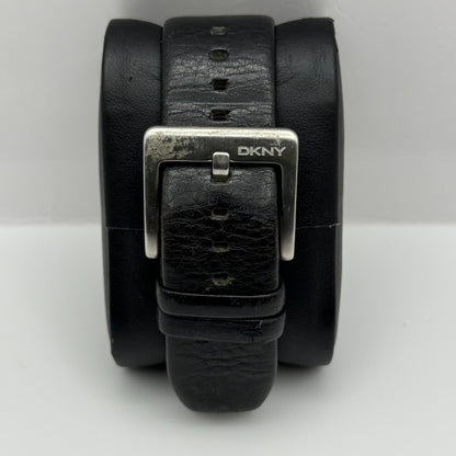 DKNY NY-1316 Quartz Watch Date Dial Black Leather Strap 34mm PARTS REPAIR