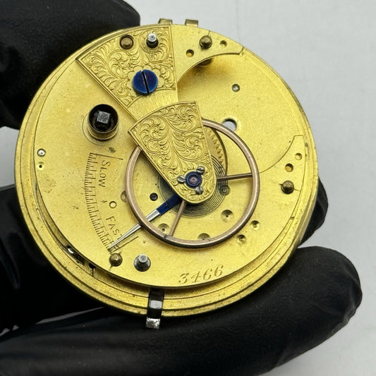 45.3mm Unidentified High Quality Partial Pocket Watch Movement FOR PARTS Repair