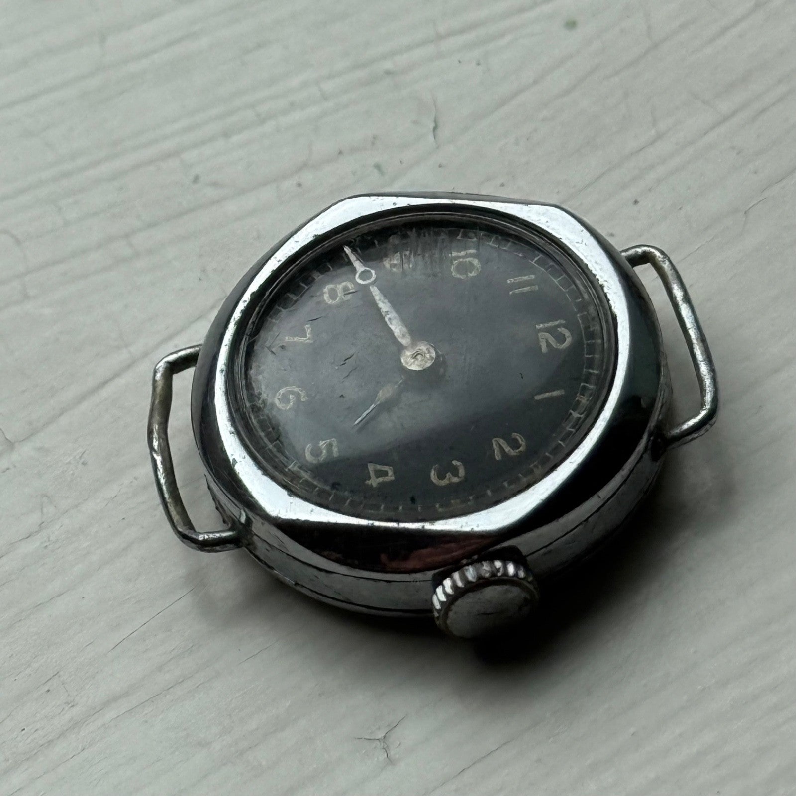 21mm Vintage Engraved D M Lewis Black Dial Manual Wind Watch PARTS / REPAIR