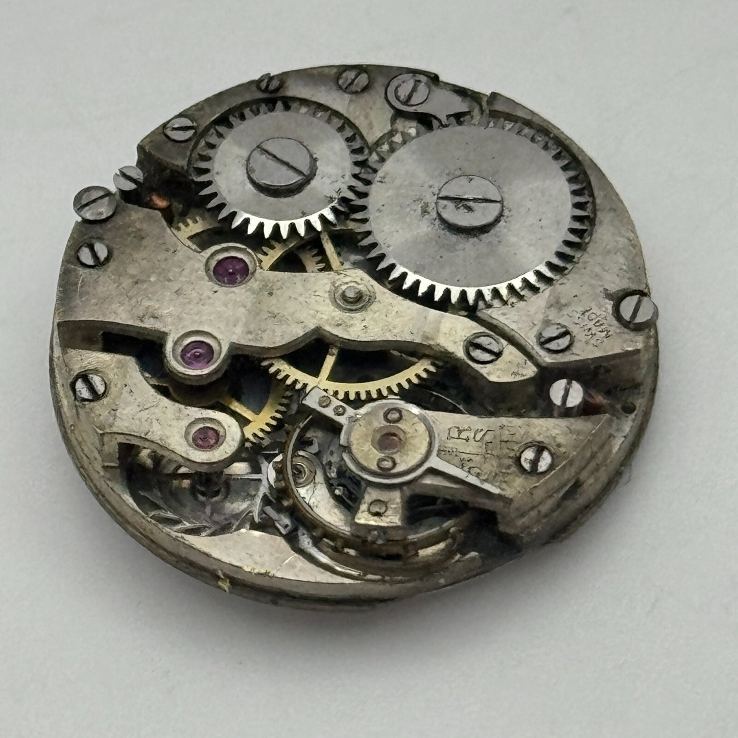 23.7mm Unidentified Swiss Porcelain Dial Trench Watch Movement Manual Wind PARTS