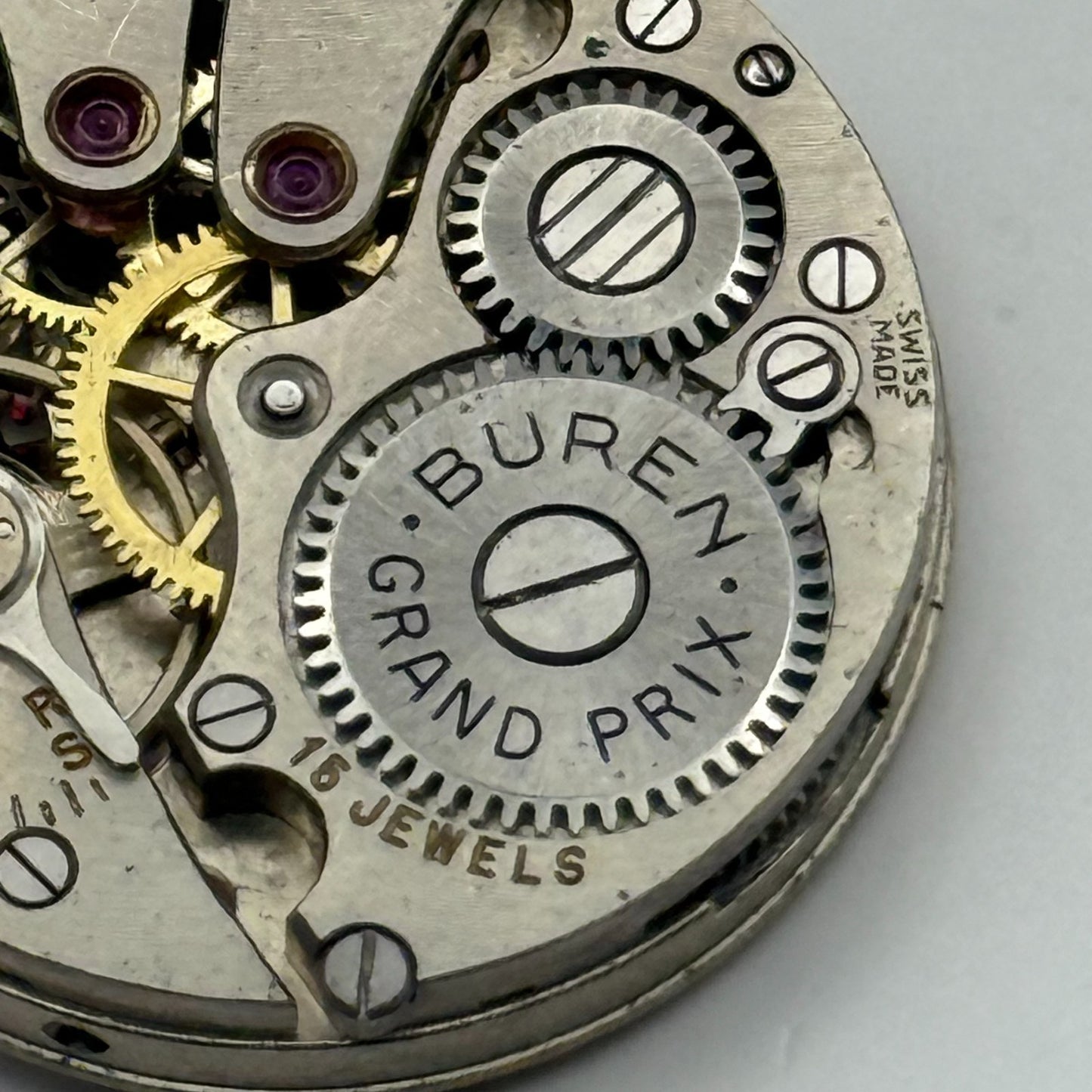 Buren 410 Grand Prix Watch Movement Manual Wind Vintage Parts Repair 23.6mm