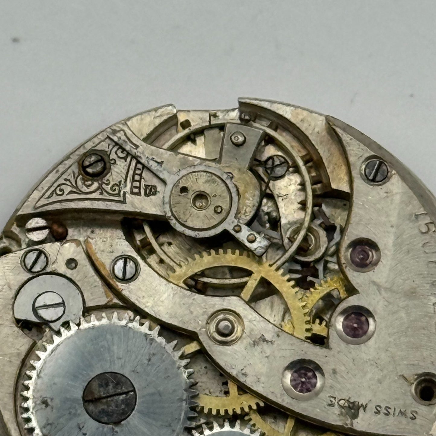 15 Jewels Trench Swiss Watch Movement Marvin 362 ? Vintage Parts Repair 29.8mm