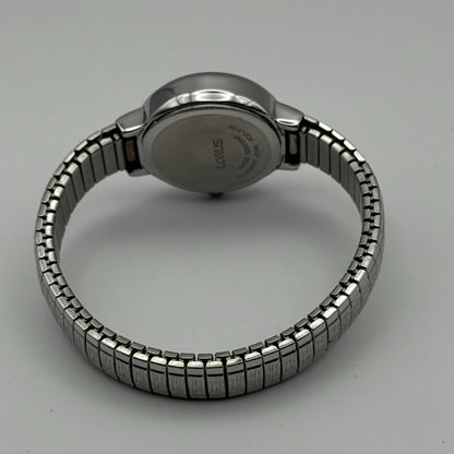Lorus Ladies Quartz Watch White Dial Silver Tone Stretch Band Japan Working 23mm