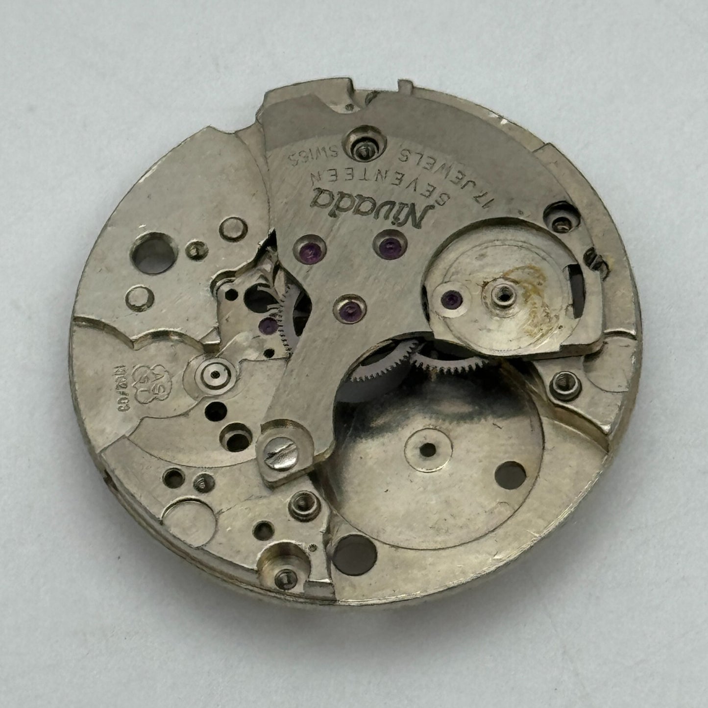 25.9mm Nivada AS ST 1802/03 Partial Manual Wind Swiss Watch Movement PARTS SPARE
