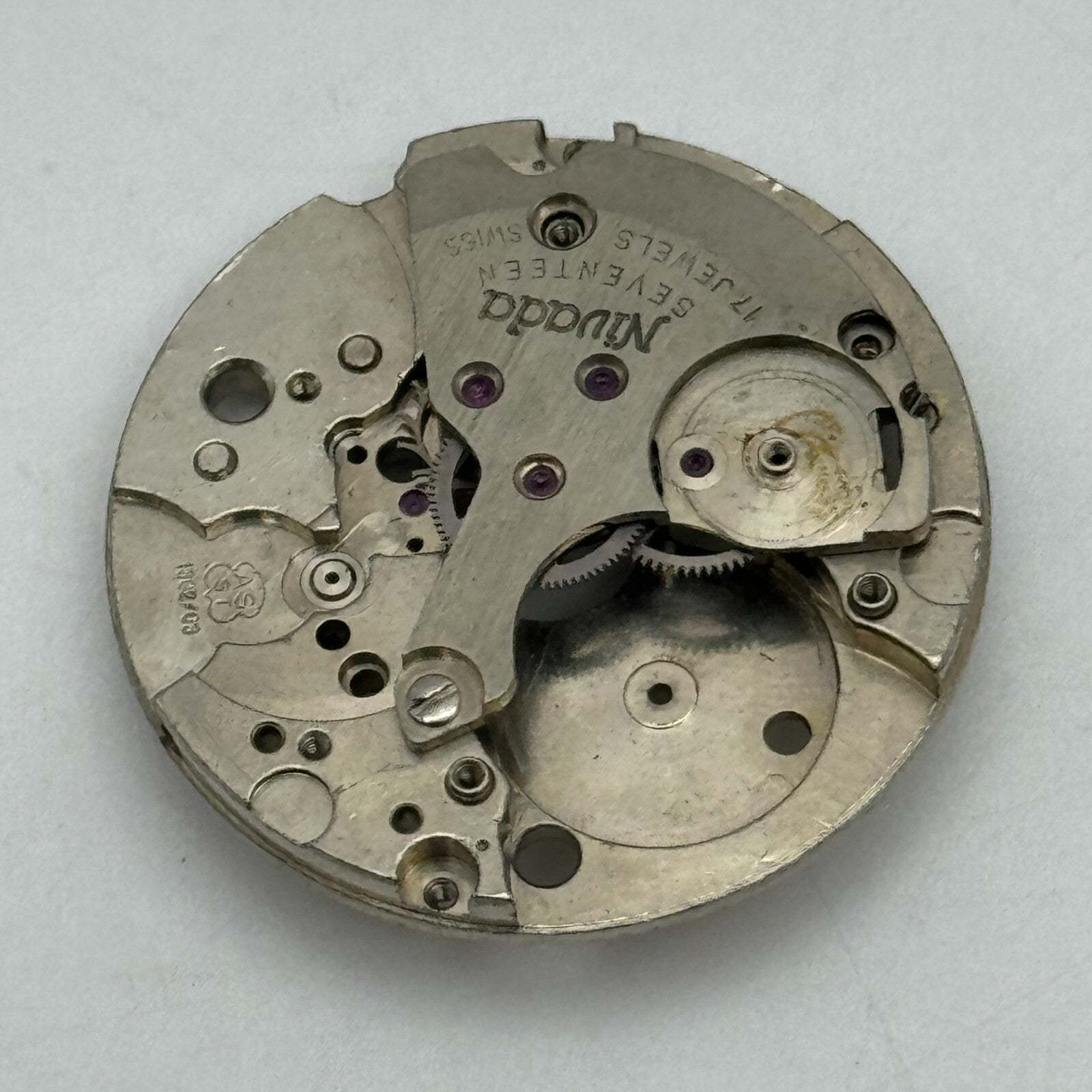 25.9mm Nivada AS ST 1802/03 Partial Manual Wind Swiss Watch Movement PARTS SPARE