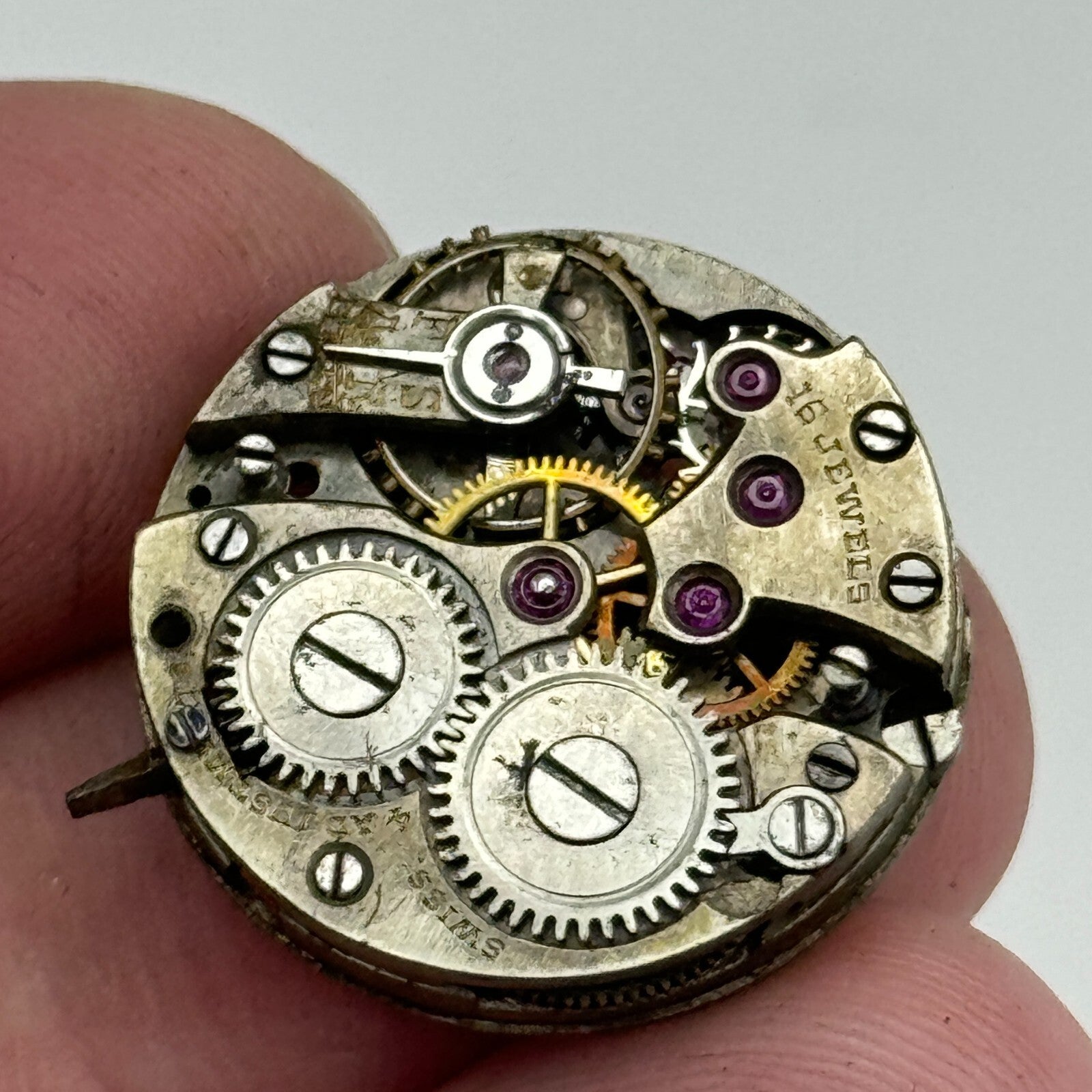 21.4mm Unidentified Interesting 15 Jewels Manual Wind Swiss Watch Movement PART