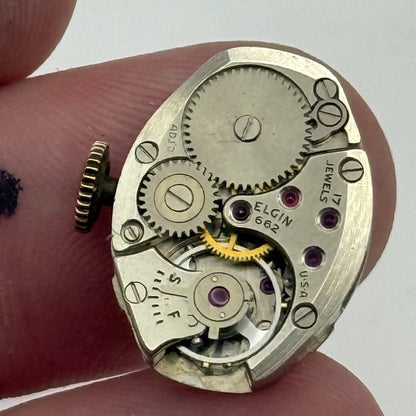 Elgin 662 Watch Movement 17 Jewels USA Vintage American Parts Repair 14.3mm