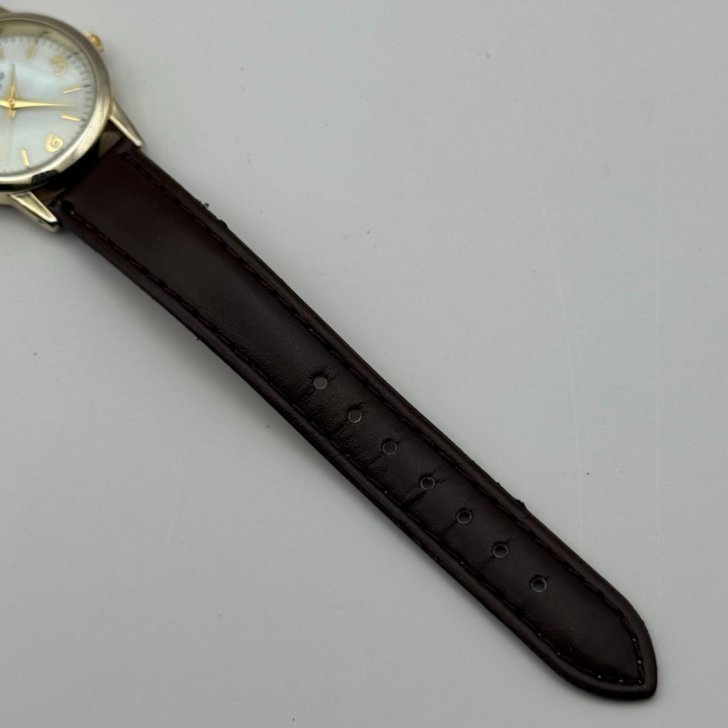 Infinite Ladies Quartz Watch Mother of Pearl Dial Brown Strap Japan Working 31mm