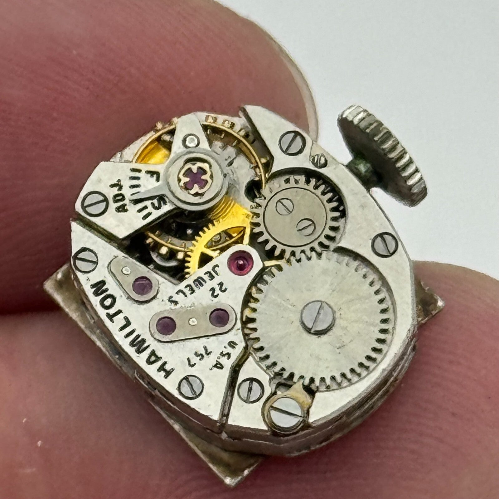 12.7mm Ladies Hamilton Cal 757 Manual Wind 22 Jewels Swiss Watch Movement PARTS