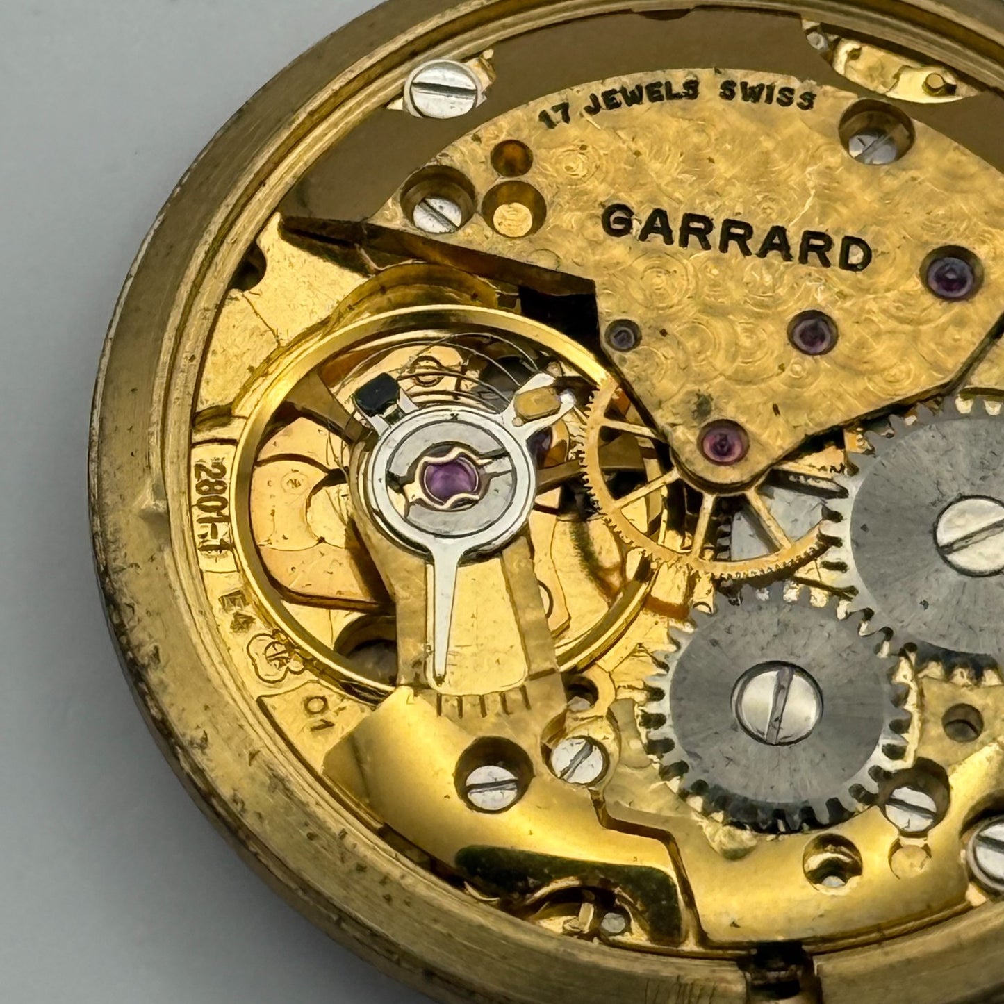 ETA 2801-1 Watch Movement Garrard Manual Wind Vintage Swiss Parts Repair 30.4mm