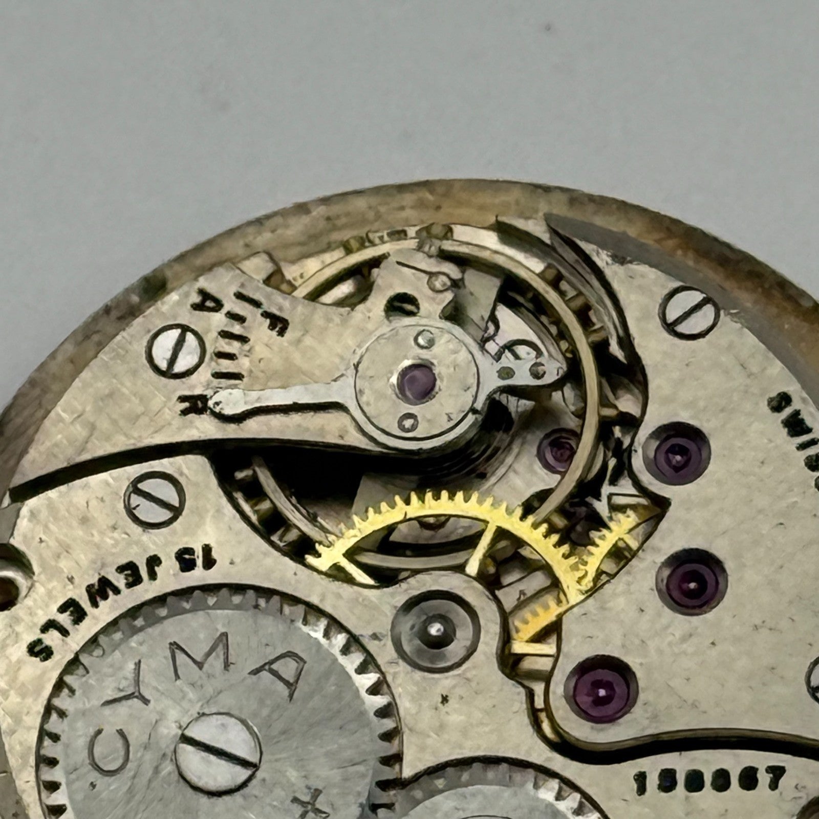 Cyma 162 Watch Movement Manual Wind Vintage Swiss 15 Jewels Parts Repair 23.5mm