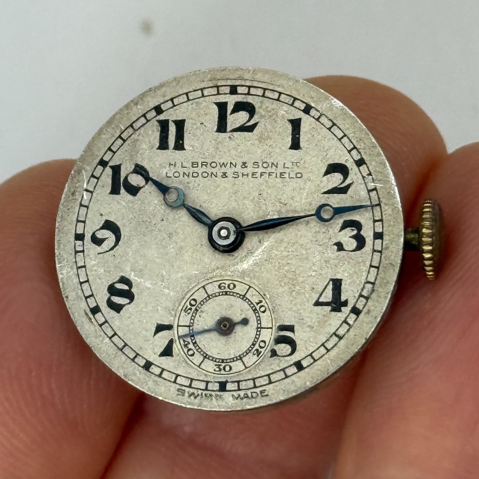 22mm Vintage HL Brown & Son London & Sheffield Manual Wind Watch Movement PARTS